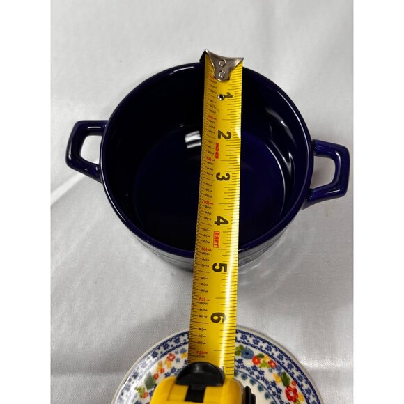 Pioneer Woman Dazzling Dahlias Mini Casserole Dish with Lid 5" x 5" Navy Blue-2 - Picture 5 of 10